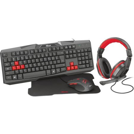 Bundle Gaming TRUST Ziva 4 em 1 (Teclado + Auscultadores + Rato + Tapete de Rato)
