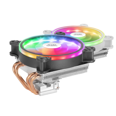 (UP) Cooler MARS GAMING MCPU220 CPU COOLER, ARGb 12CM PWM FAN, 4X HEATPIPE, 140W, WHITE