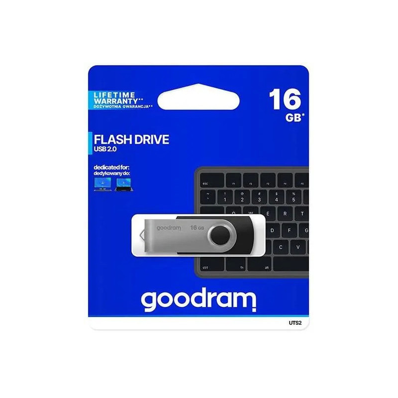 Pen Drive USB 2.0 GOODRAM 16GB UTS2 BLACK USB 2.0 - UTS2-0160K0R11