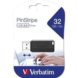 PEN VERBATIM 32GB USB 2.0 PINSTRIPE BLACK - 49064