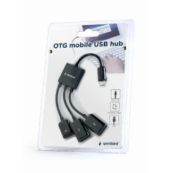 Cabo gembird OTG mobile USB hub UHB-OTG-02 - microUSB-B+2x USB2.0 A Fêmea p/Table e Telefones